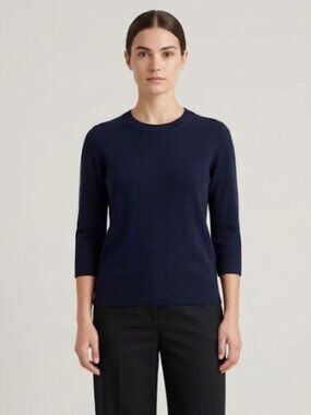 J.Crew Collection 100% Italian Cashmere Crewneck Sweater Navy Blue S